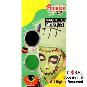 MAQUILLAJE ARTISTICO PINTAFAN NEGRO VERDE FRANKENSTEIN 13-807 (4GR SET X 2) x 1